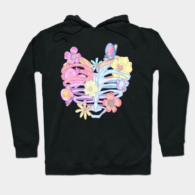 Ribcage pastel goth flowers butterflies Hoodie by Tianna Bahringer